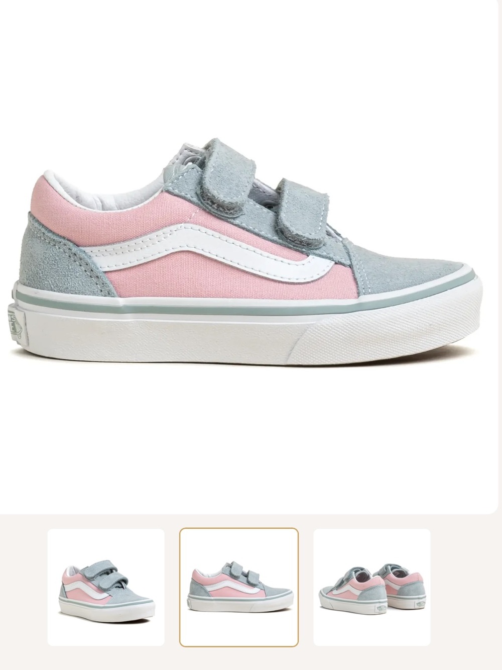 Vans Kids Old Skool Velcro Sneakers - Pink & Grey